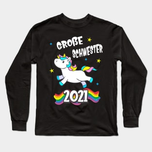 Große Schwester 2021 Einhorn Geschwister Mädchen Long Sleeve T-Shirt